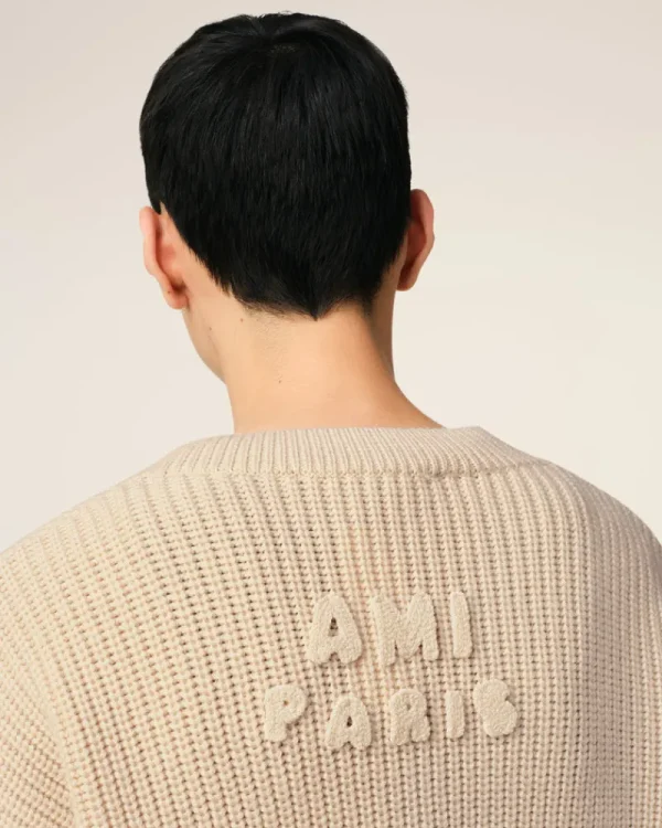Clearance Beige Wool Ribbed V Neck Sweater Women Sweaters & Cardigans | Ami De Coeur
