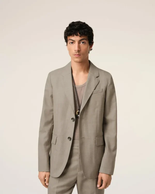 Discount Beige Wool Two Buttons Jacket Tailoring | Coats & Jackets