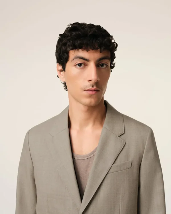 Discount Beige Wool Two Buttons Jacket Tailoring | Coats & Jackets