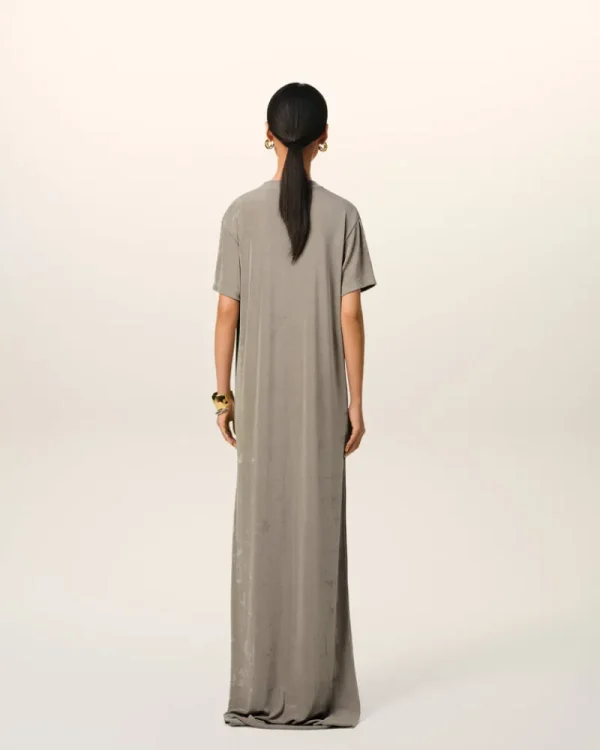 Outlet Beige Rib Jersey Short Sleeve Long Dress Women Dresses & Jumpsuits