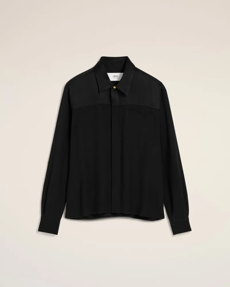 Store Contrasted Top Long Sleeve Shirt Women Denim | Shirts