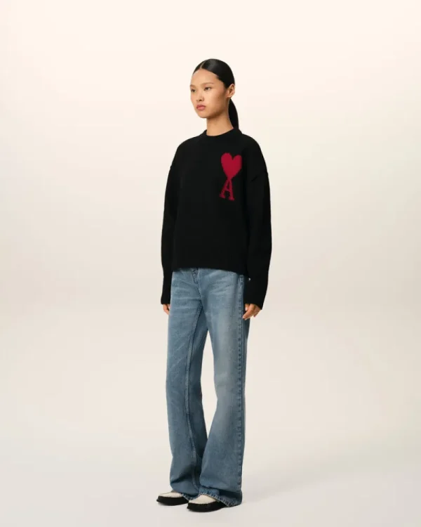 Cheap Black Wool Ami de Coeur Sweater Women Sweaters & Cardigans | Ami De Coeur