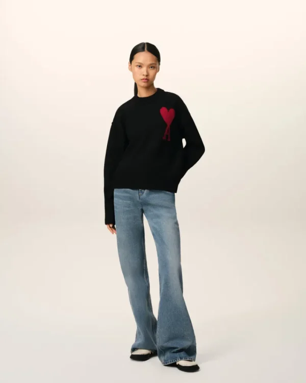 Cheap Black Wool Ami de Coeur Sweater Women Sweaters & Cardigans | Ami De Coeur