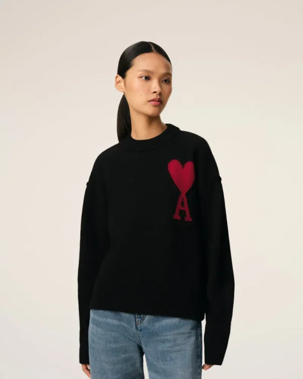 Cheap Black Wool Ami de Coeur Sweater Women Sweaters & Cardigans | Ami De Coeur