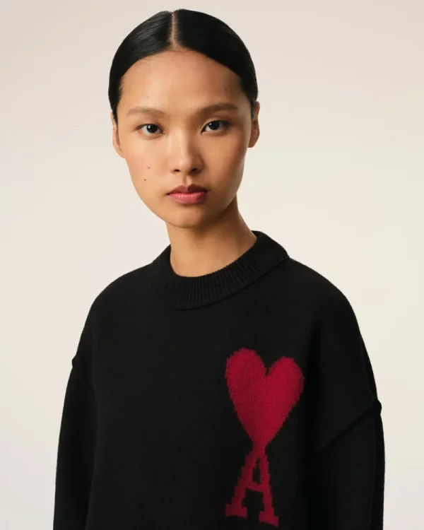 Cheap Black Wool Ami de Coeur Sweater Women Sweaters & Cardigans | Ami De Coeur