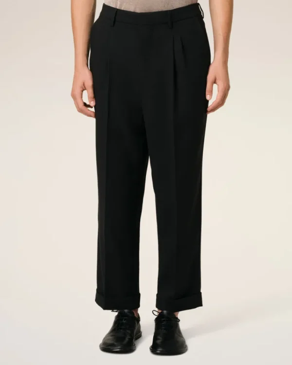 Fashion Wool Carrot Fit Trousers Trousers