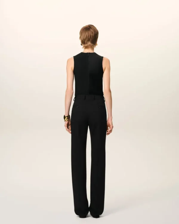 Fashion Wool Contrasted Straight Trousers Women Denim | Trousers