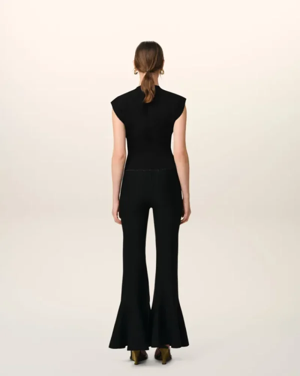 Outlet Black Wool Sleeveless Bicolor Top Women Denim | T-shirts & Tops