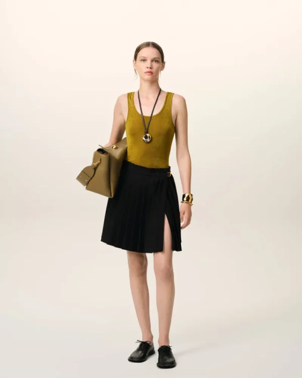 Outlet Wool Twill Short Pleated Skirt Women Shorts & Skirts