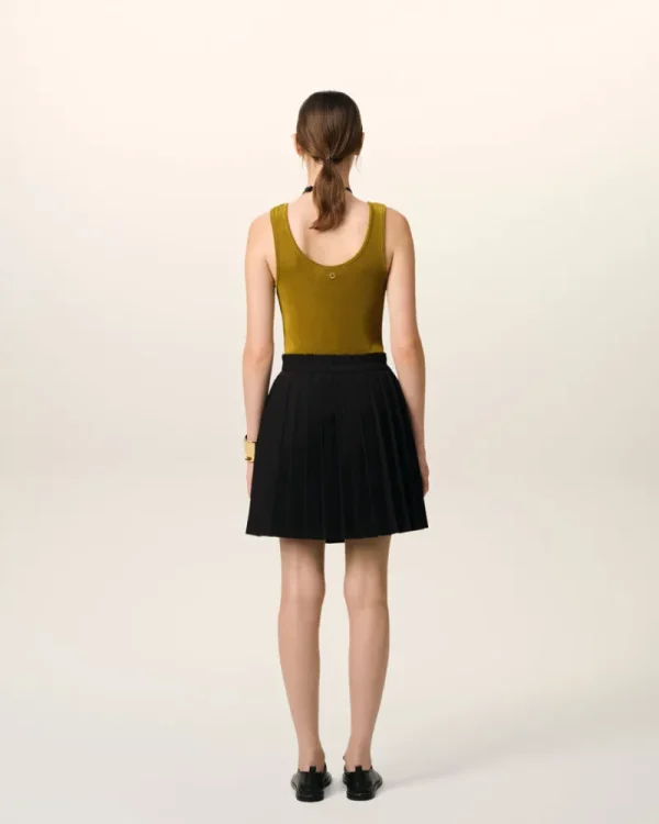Outlet Wool Twill Short Pleated Skirt Women Shorts & Skirts