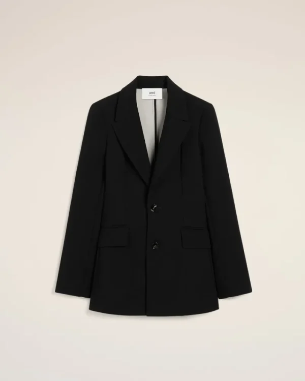 Best Black Wool Two Buttons Fitted Jacket Women Denim | Coats & Jackets