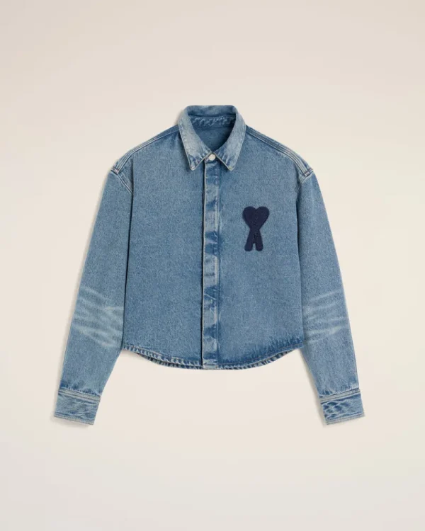 Online Blue Cotton Ami de Coeur Cropped Shirt Women Ami De Coeur | Denim