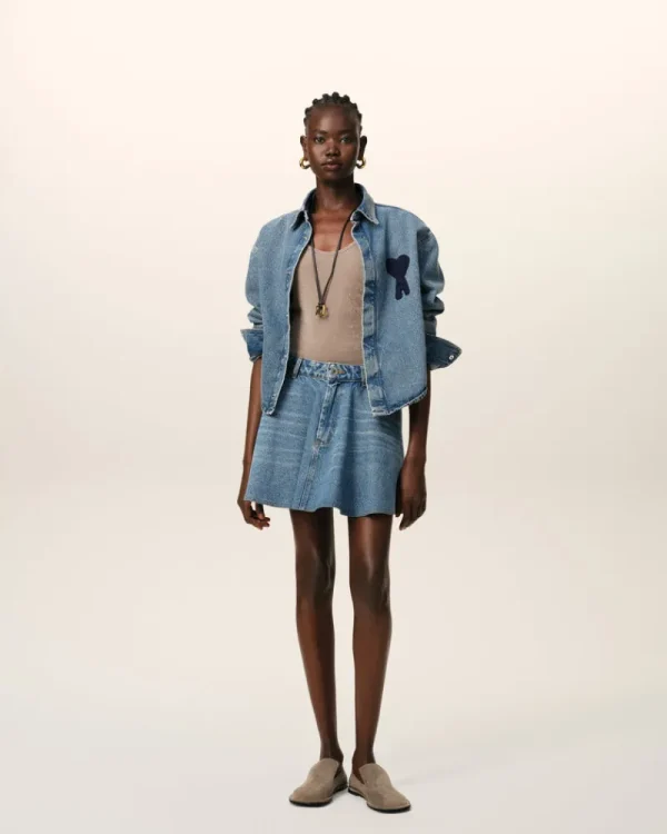 Online Blue Cotton Ami de Coeur Cropped Shirt Women Ami De Coeur | Denim