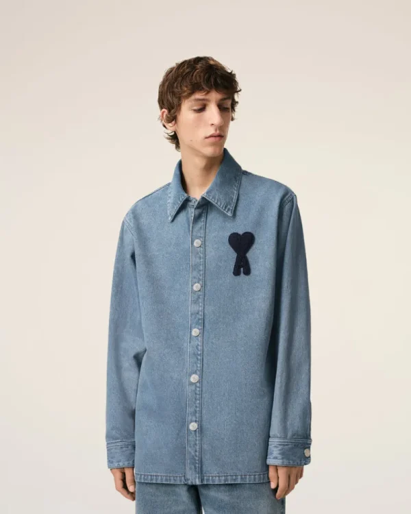 Online Blue Cotton Ami de Coeur Overshirt Coats & Jackets | Ami De Coeur