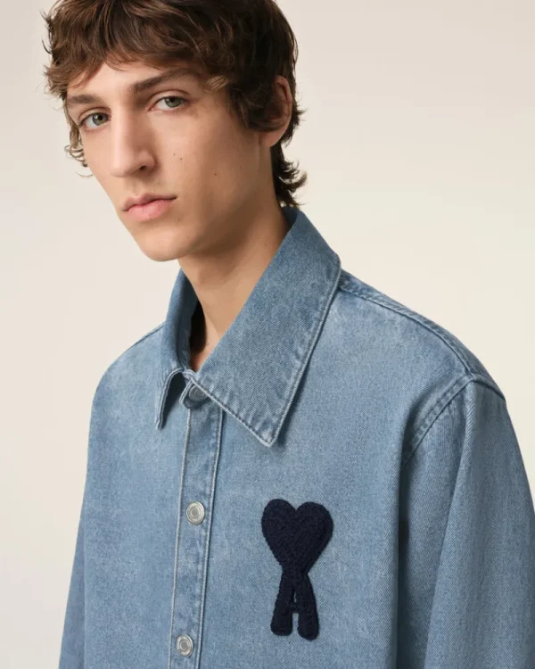 Online Blue Cotton Ami de Coeur Overshirt Coats & Jackets | Ami De Coeur