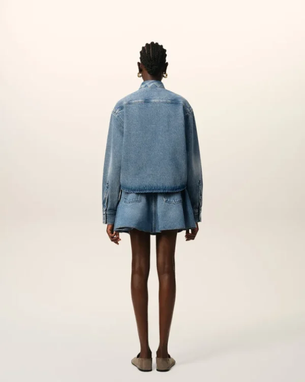 Online Blue Cotton Ami de Coeur Cropped Shirt Women Ami De Coeur | Denim