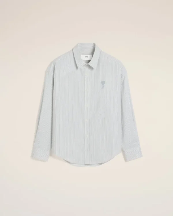 Fashion Blue Cotton Boxy Fit Shirt Shirts | Ami De Coeur
