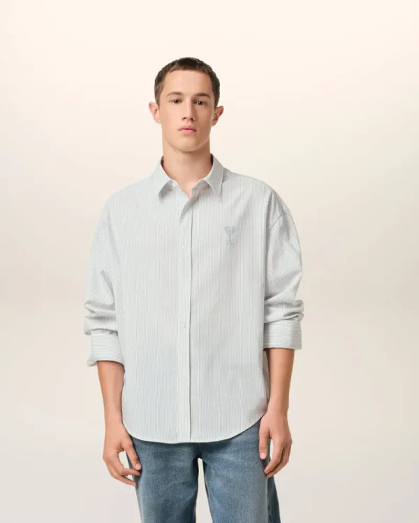 Fashion Blue Cotton Boxy Fit Shirt Shirts | Ami De Coeur
