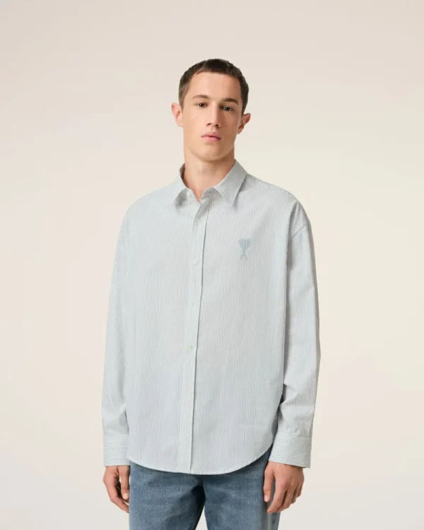 Fashion Blue Cotton Boxy Fit Shirt Shirts | Ami De Coeur