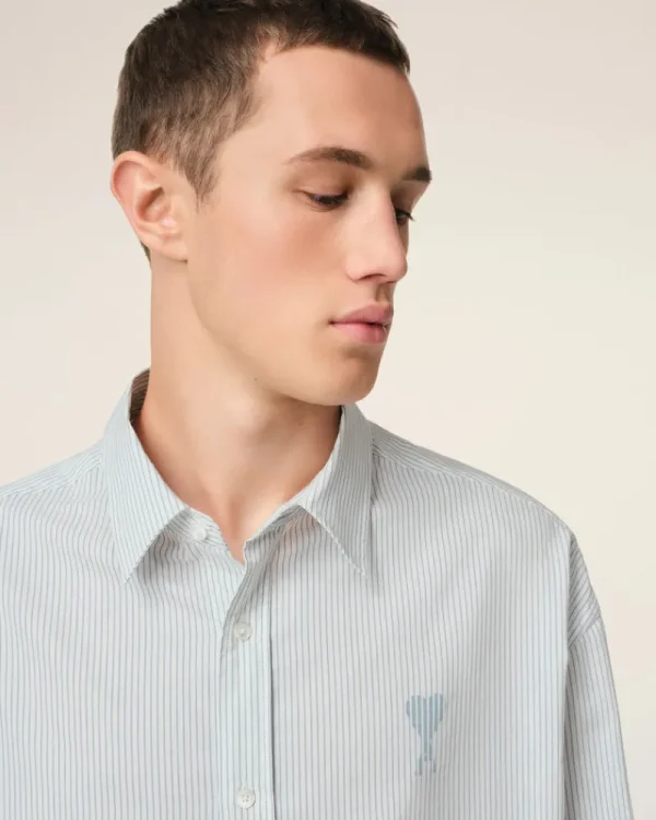 Fashion Blue Cotton Boxy Fit Shirt Shirts | Ami De Coeur