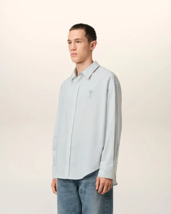 Fashion Blue Cotton Boxy Fit Shirt Shirts | Ami De Coeur