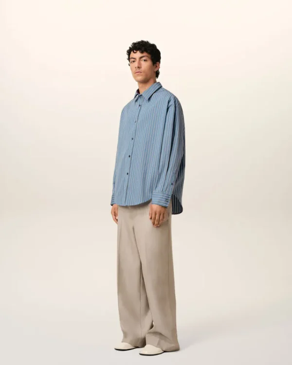 Fashion Blue Cotton Boxy Fit Shirt Shirts