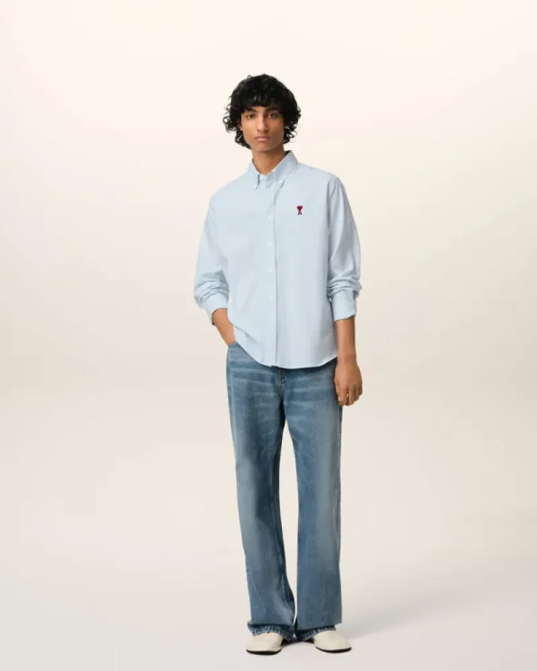 Discount Blue Cotton Button-Down Ami de Coeur Shirt Women Shirts | Ami De Coeur