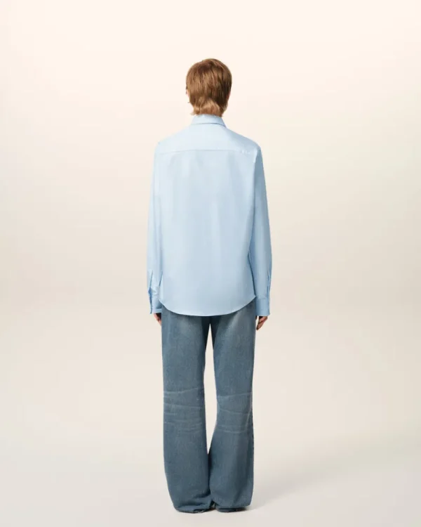 Best Sale Blue Cotton Button-Down Ami de Coeur Shirt Women Shirts | Ami De Coeur