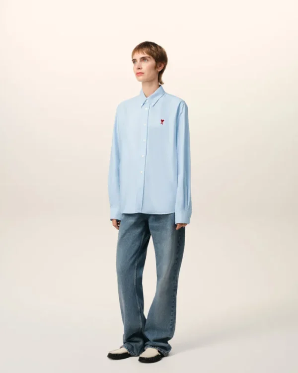 Best Sale Blue Cotton Button-Down Ami de Coeur Shirt Women Shirts | Ami De Coeur