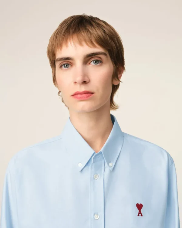 Best Sale Blue Cotton Button-Down Ami de Coeur Shirt Women Shirts | Ami De Coeur
