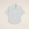 Flash Sale Blue Cotton Camp Collar Short Sleeves Shirt Shirts | Ami De Coeur
