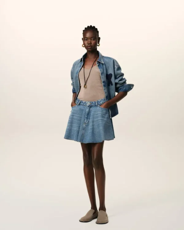 Flash Sale Blue Cotton Flare Mini Skirt Women Denim | Shorts & Skirts