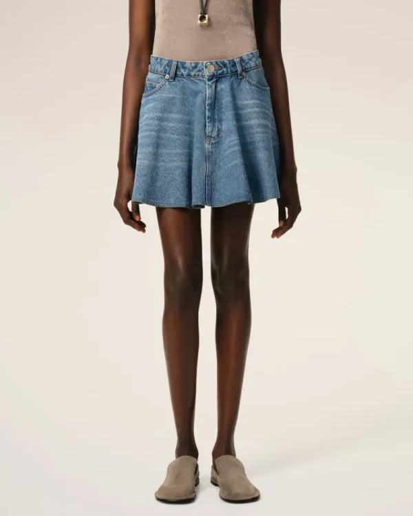 Flash Sale Blue Cotton Flare Mini Skirt Women Denim | Shorts & Skirts