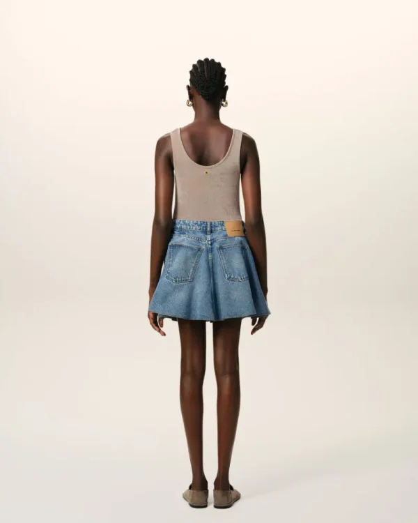 Flash Sale Blue Cotton Flare Mini Skirt Women Denim | Shorts & Skirts