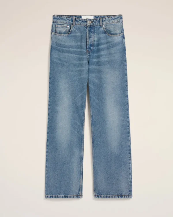 Fashion Blue Cotton Large Fit Jeans Denim | Trousers