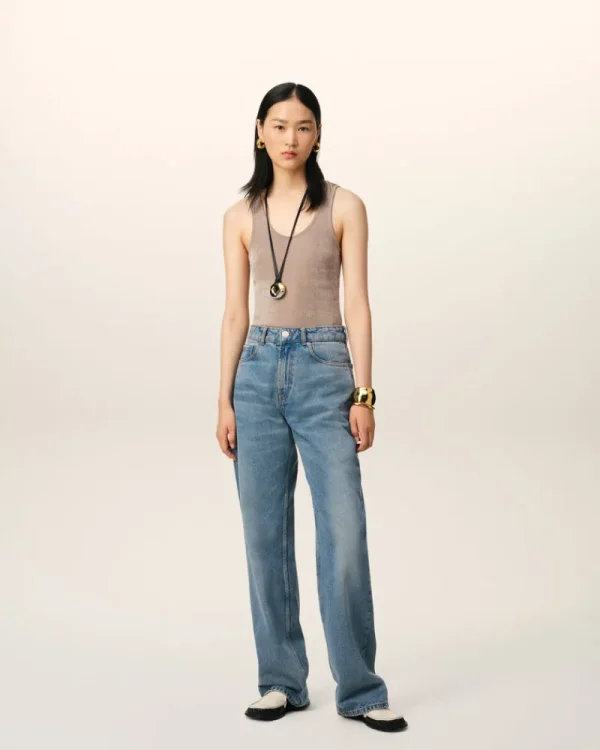 Fashion Blue Cotton Large Fit Jeans Women Denim | Trousers