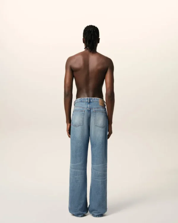 Fashion Blue Cotton Large Fit Jeans Denim | Trousers