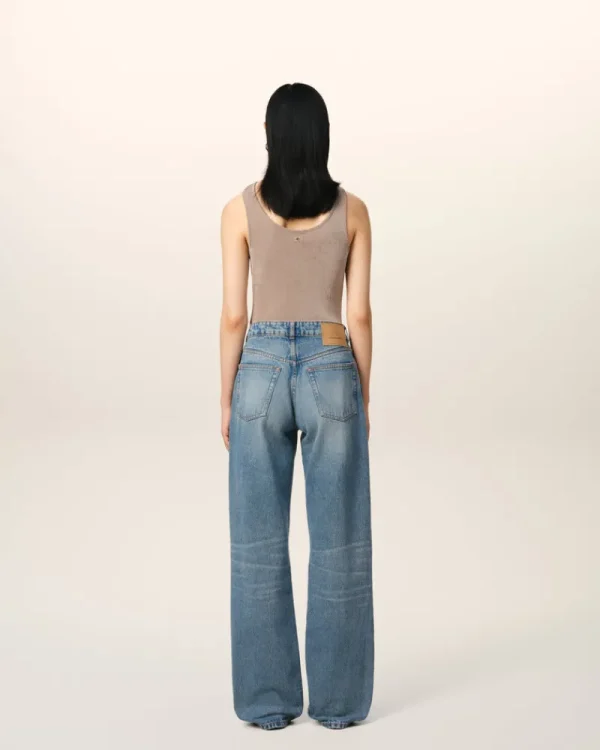 Fashion Blue Cotton Large Fit Jeans Women Denim | Trousers