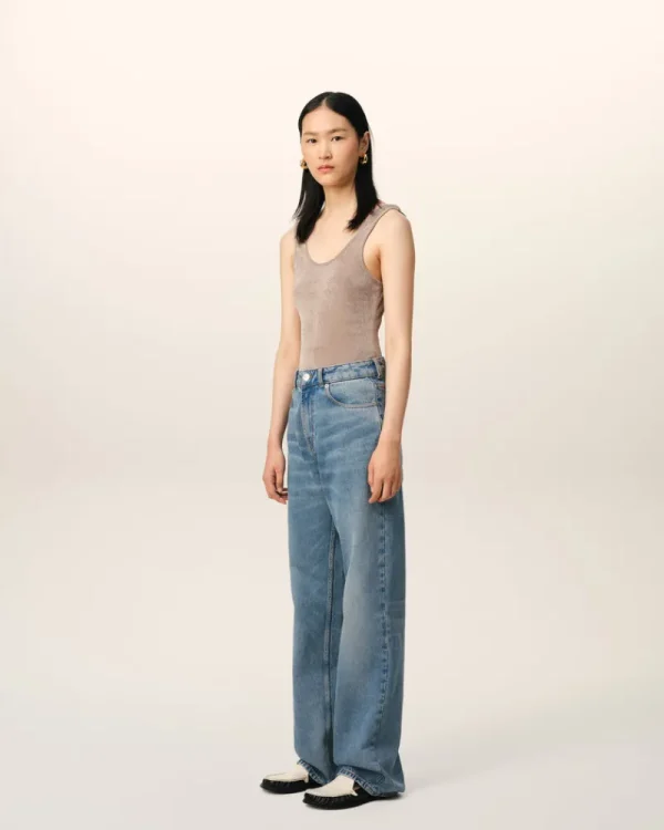 Fashion Blue Cotton Large Fit Jeans Women Denim | Trousers