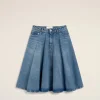 Flash Sale Blue Cotton Midi Skirt With Godets Women Denim | Shorts & Skirts