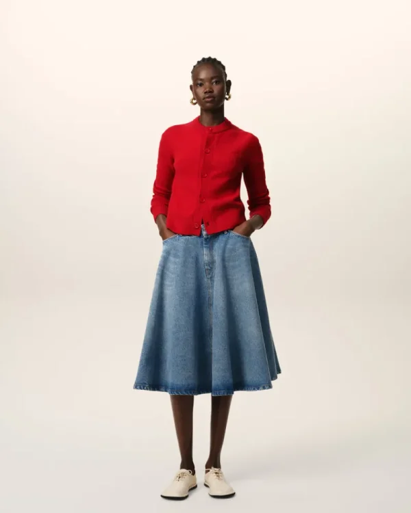 Flash Sale Blue Cotton Midi Skirt With Godets Women Denim | Shorts & Skirts