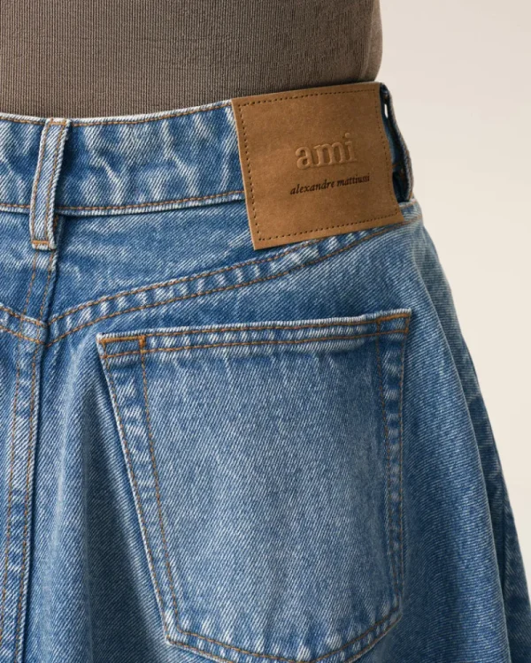 Flash Sale Blue Cotton Midi Skirt With Godets Women Denim | Shorts & Skirts