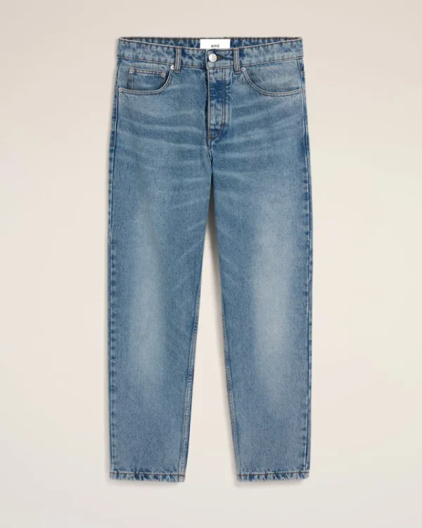 Best Sale Blue Cotton Tapered Fit Jeans Denim | Trousers