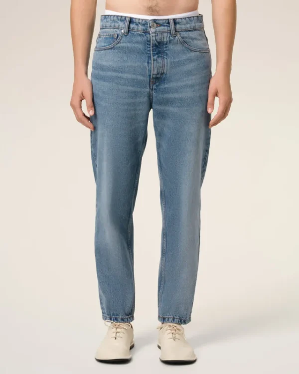 Best Sale Blue Cotton Tapered Fit Jeans Denim | Trousers