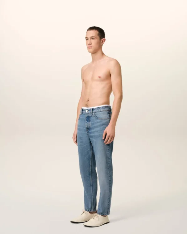 Best Sale Blue Cotton Tapered Fit Jeans Denim | Trousers