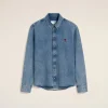 Shop Blue Denim Button-Down Ami de Coeur Shirt Women Shirts | Ami De Coeur