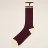 Cheap Burgundy Cotton Ami de Coeur Striped Socks Women Socks | Ami De Coeur