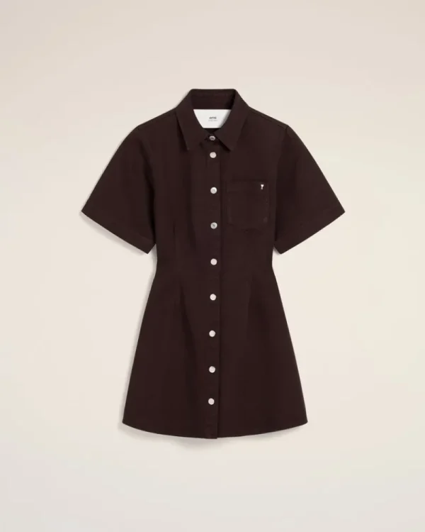 Best Burgundy Cotton Short Sleeve Shirt Dress Women Denim | Dresses & Jumpsuits