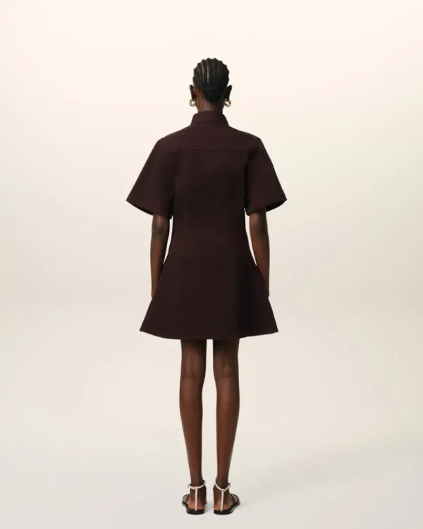 Best Burgundy Cotton Short Sleeve Shirt Dress Women Denim | Dresses & Jumpsuits