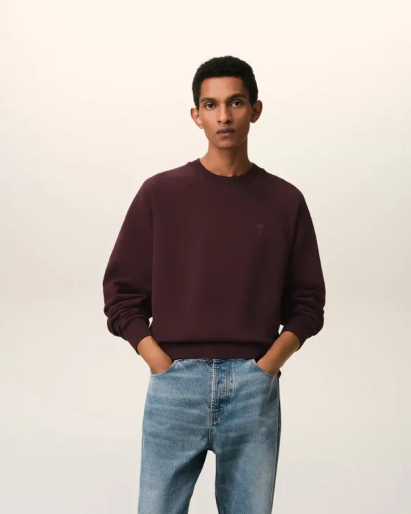 Cheap Burgundy Cotton Tonal Ami de Coeur Sweatshirt Women Sweatshirts & Hoodies | Ami De Coeur
